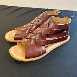 Born Iwa Woven Leather Gladiator Sandals Brown Womens Back Zipper